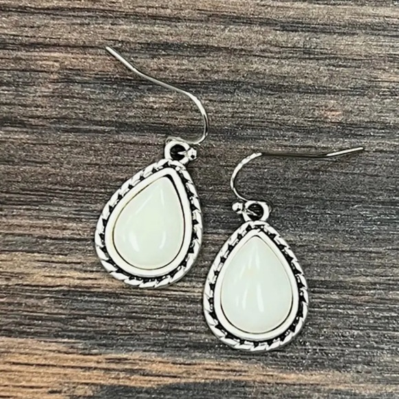 Isac Trading Inc Jewelry - 13mm Drop White Turquoise Earrings